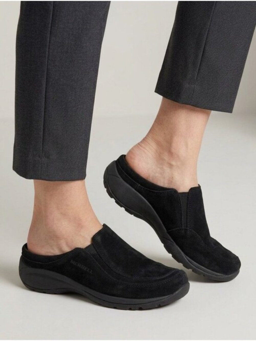 Merrell Primo Scoop Black Suede Mules 7